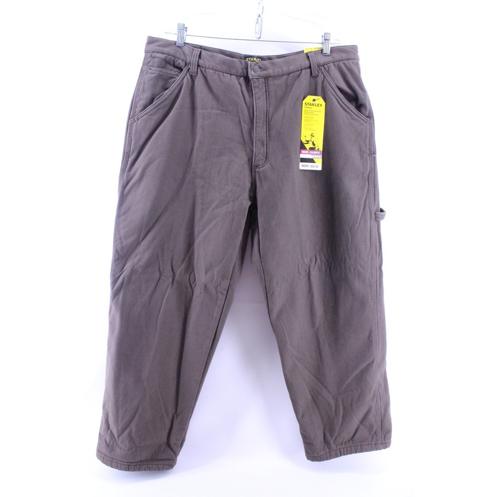 Stanley Canvas & Fleece Lined Carpenter‎ Pants Size 42x30 Brown MSRP $60, Warm!